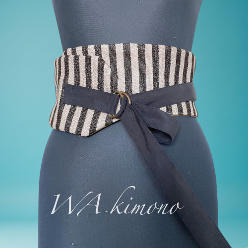 黒白ストライプ サッシュベルト