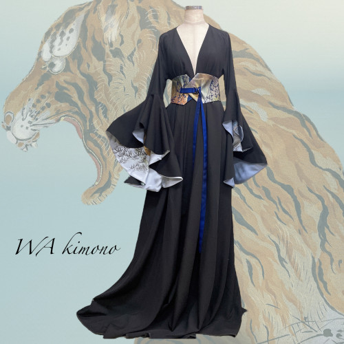 着丈 155cm ドレープ袖 袖裏虎 着物ガウン