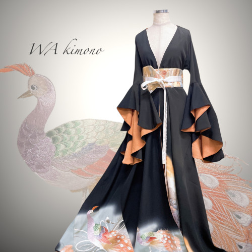 孔雀刺繍着物ガウン