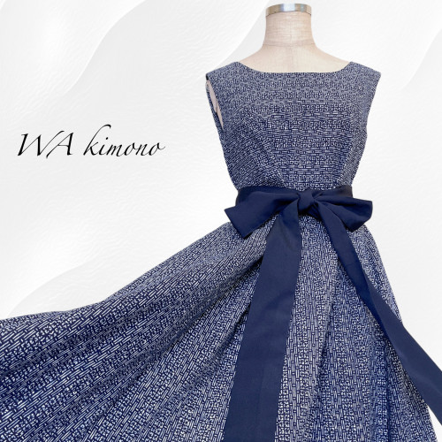 浴衣反物 紺色ワンピース