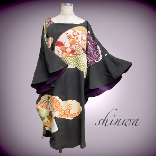 アンティーク留袖 袖裏 裾 パープル