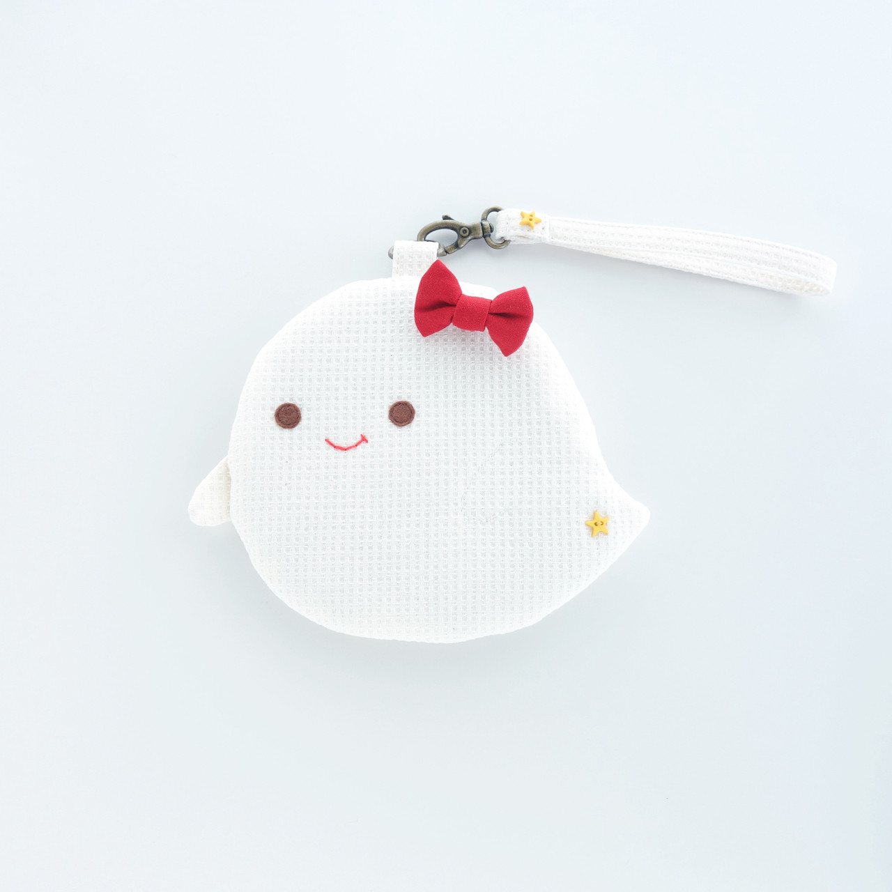 にっこり赤いリボン🎀白いおばけちゃんポーチ