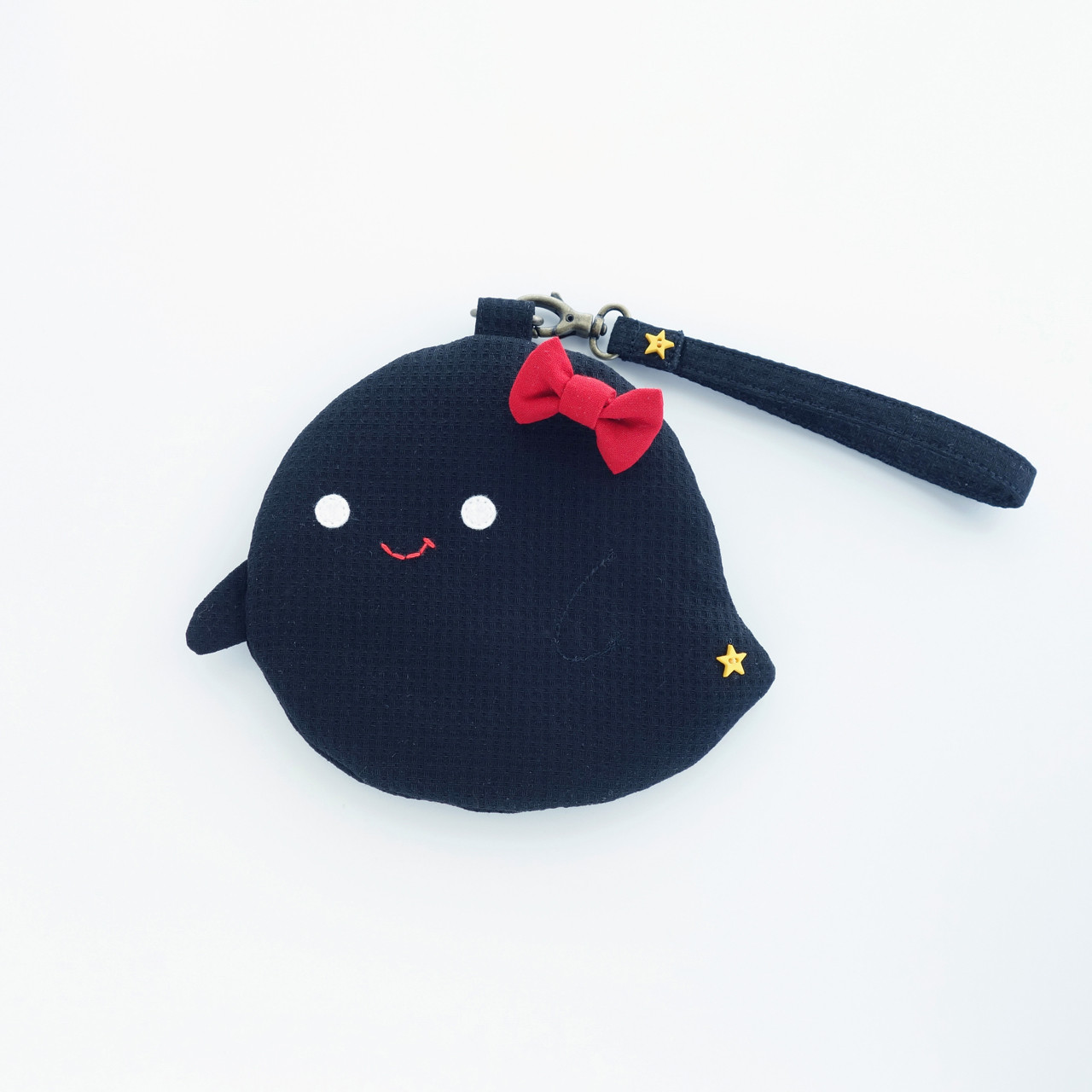 にっこり赤いリボン🎀黒いおばけちゃんポーチ