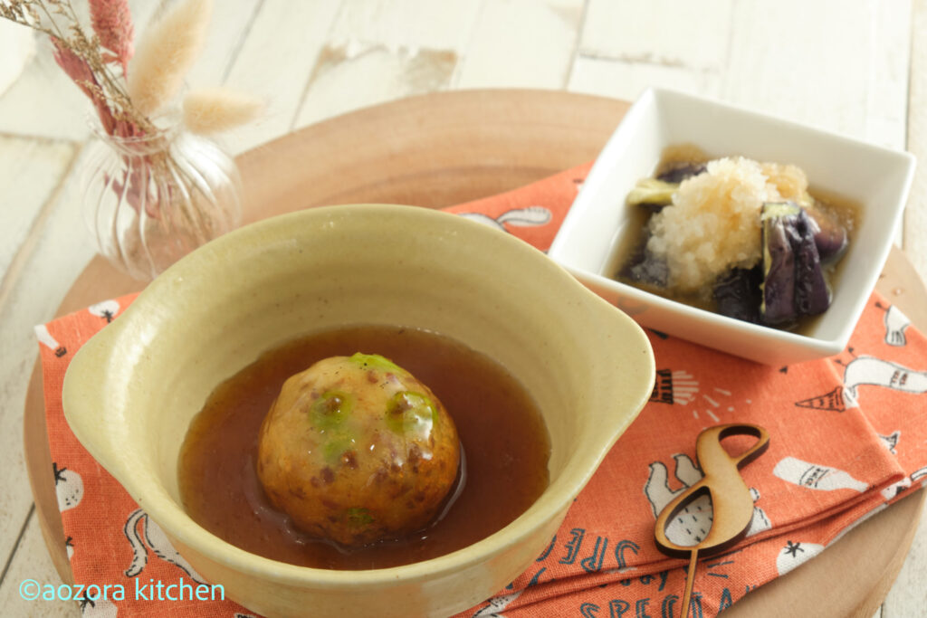 じゃがいもまんじゅう ・なすの煮浸し