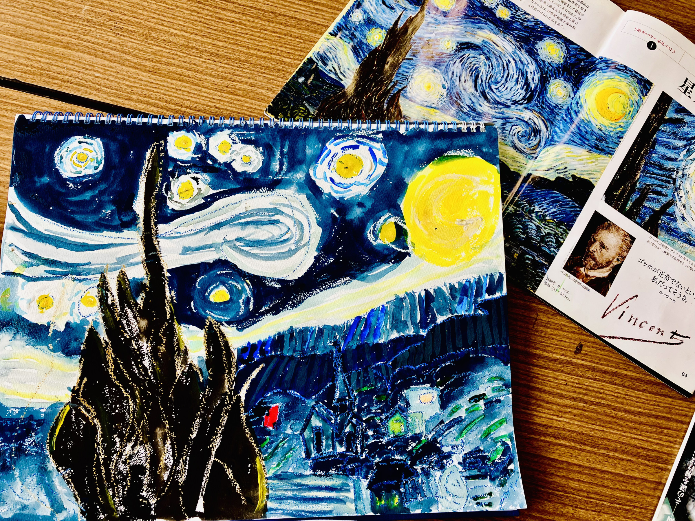 ゴッホ模写　星月夜