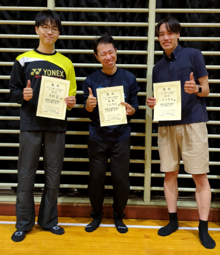 2024.10.20(日) 第440回大会 オープンシングルス戦  優勝  吉田さん、第2位  清野さん、第3位  永井さん