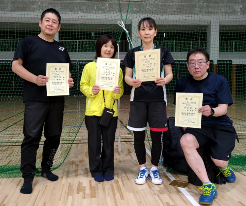 2025.4.27(日)第490回大会《初級SS》ミックスダブルス戦 第2位さん・さんペア、第3位さん・さんペア
