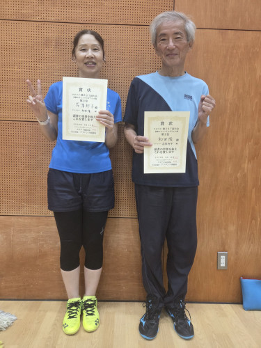 2025.9.14(日)第527回大会《初級SSミックス》ダブルス戦  第2位  和田さん・芹澤さんペア