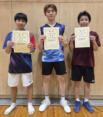 2026.7.4(土)第611回大会《オープン》シングルス戦  優勝  森谷さん、第2位  近藤さん、第3位  内田さん