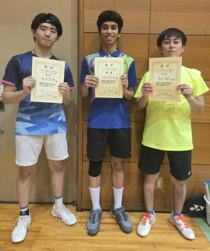2026.10.25(日)第637回大会《オープン》シングルス戦  優勝  Vermaさん、第2位  森谷さん、第3位  塩木さん