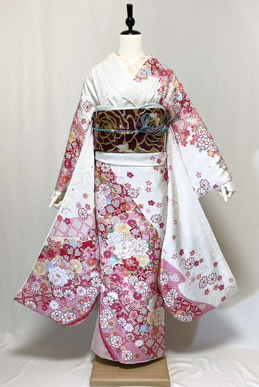 受注発注 振袖 紋意匠 豪華 身丈174cm 振袖 銀通し 銀通し ラメ刺繍