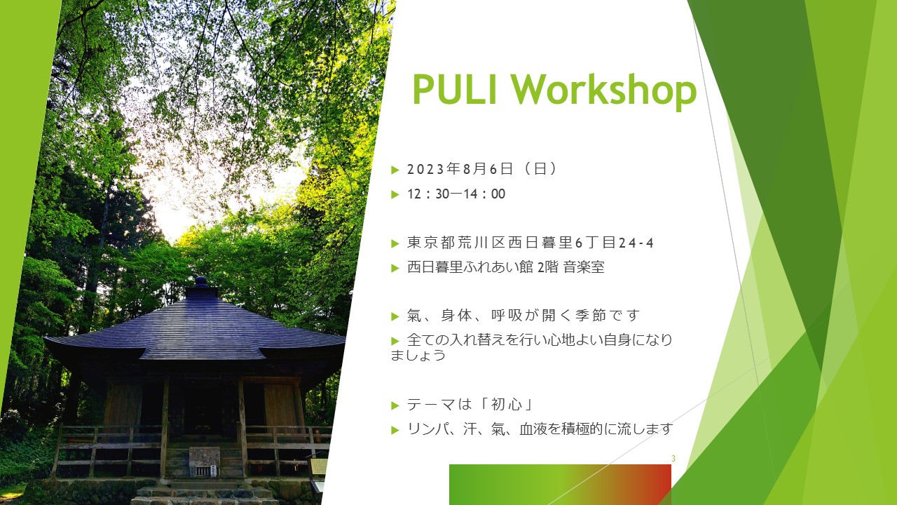 PULI WORKSHOP 1.5H COURSEのお知らせ