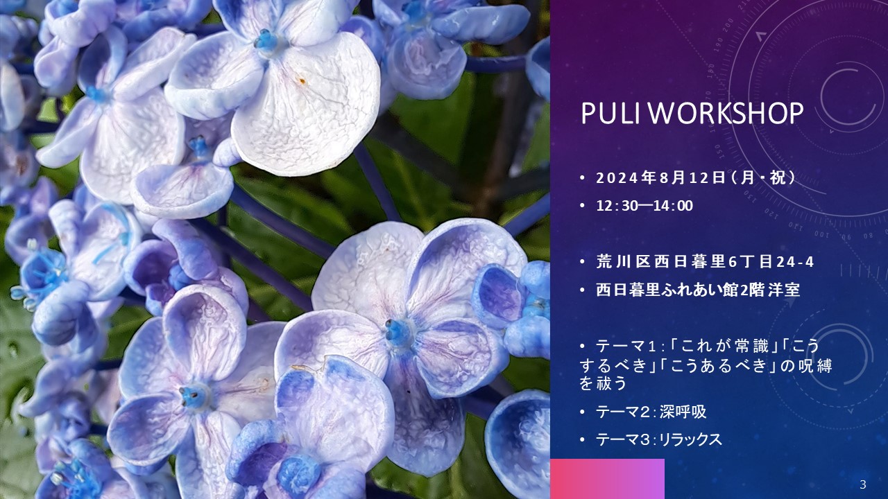 PULI WORKSHOP 8月のお知らせ