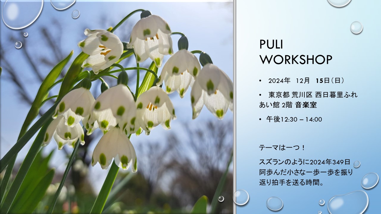 PULI WORKSHOP 12月のお知らせ