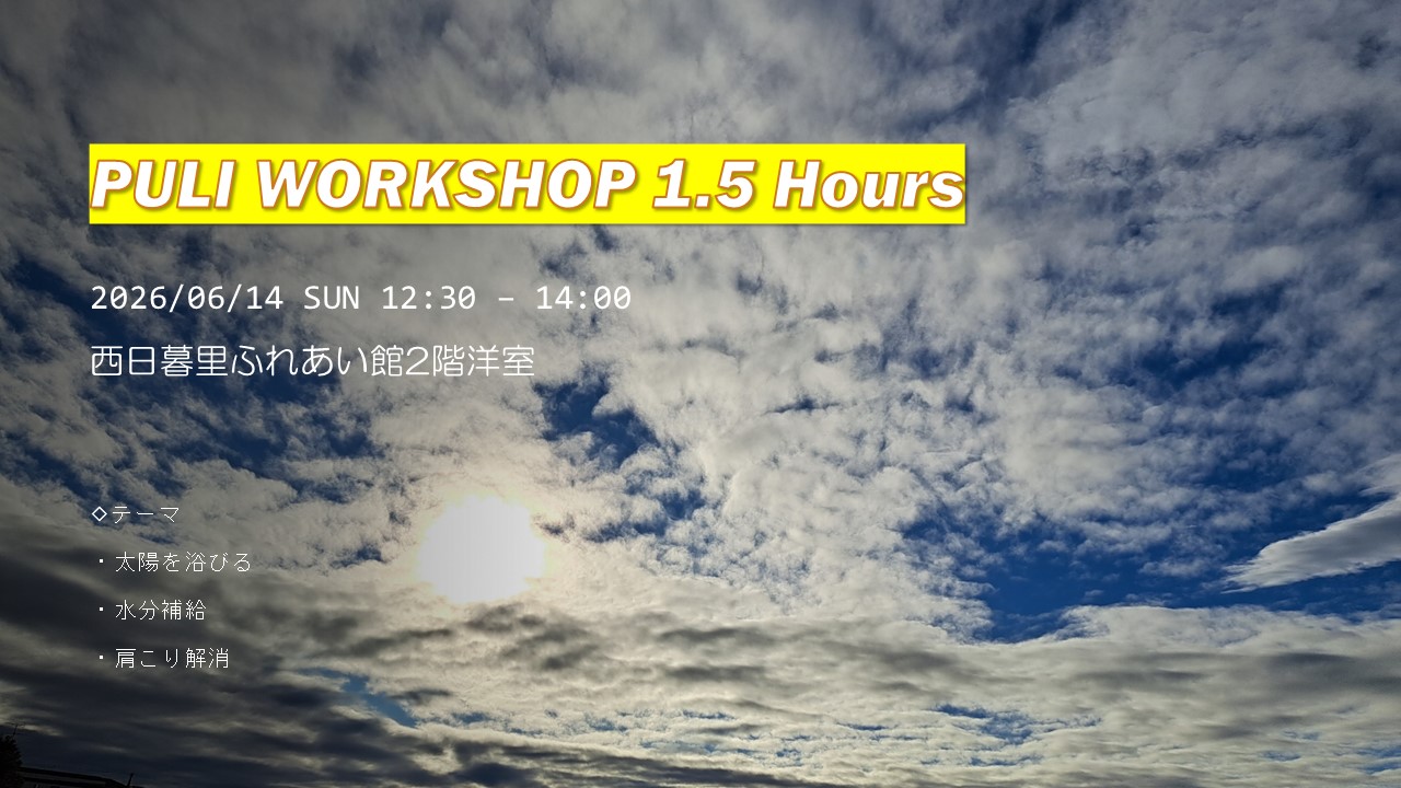 PULI WORKSHOP 1.5H 6月のお知らせ