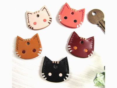 猫のキーカバー【基本色】 - 手縫い革工房オキシオクラフト