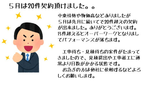 案件がたまってきており遅れが出てます。を更新しました。