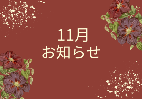 11月のお知らせ