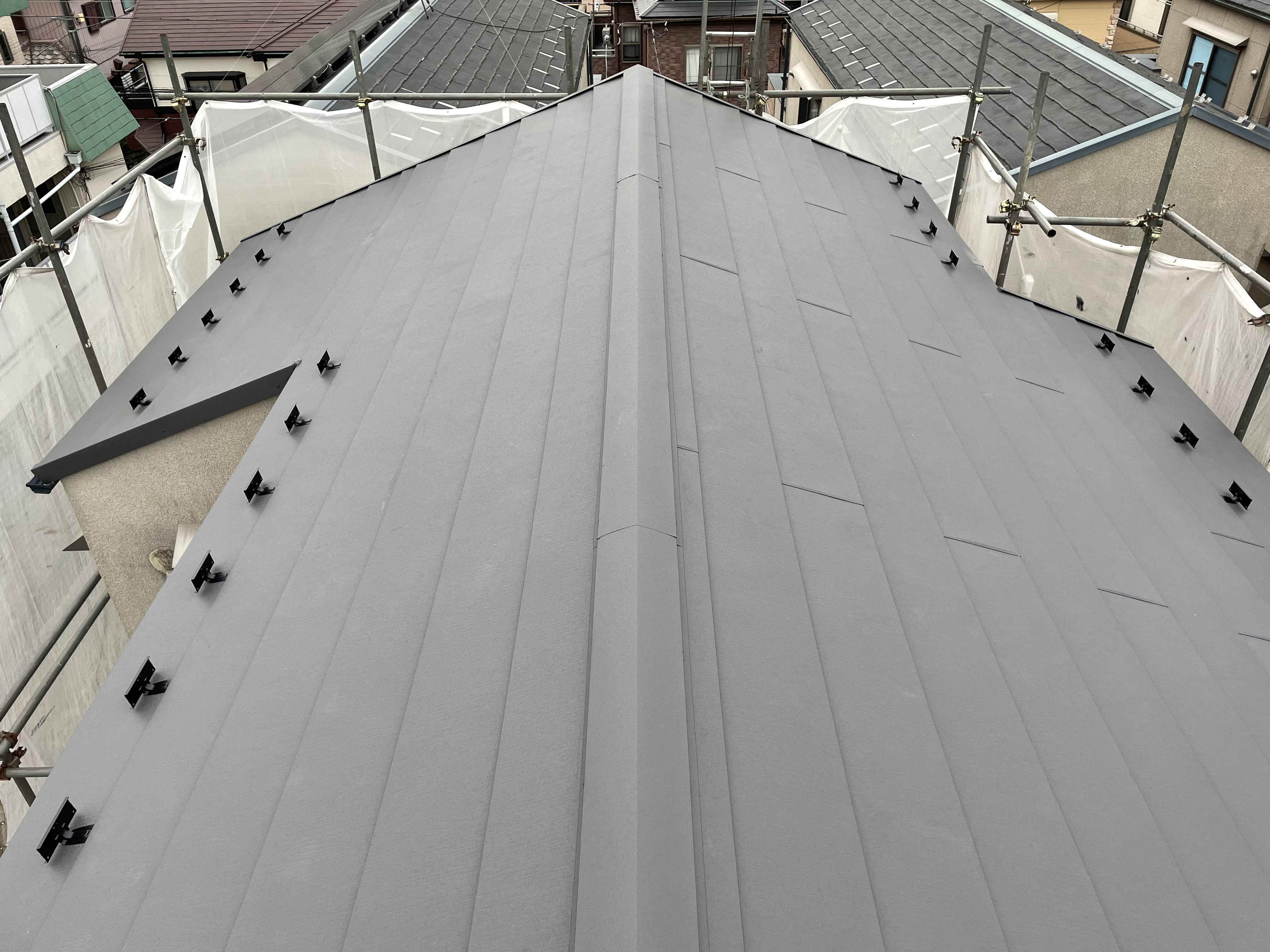 築１５年　パミール屋根　スーパーガルテクトカバー工法　外壁　フッ素塗装工事