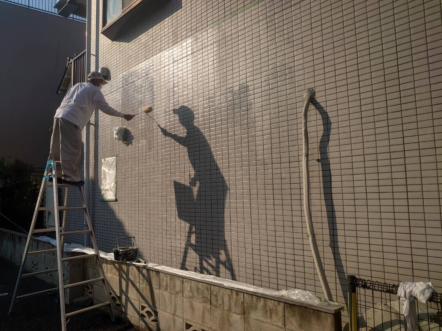 練馬区　タイル外壁　セブンS透明防水　塗装工事