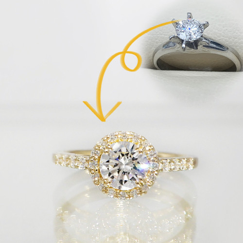 立爪の婚約指輪を豪華なデザインにリフォーム