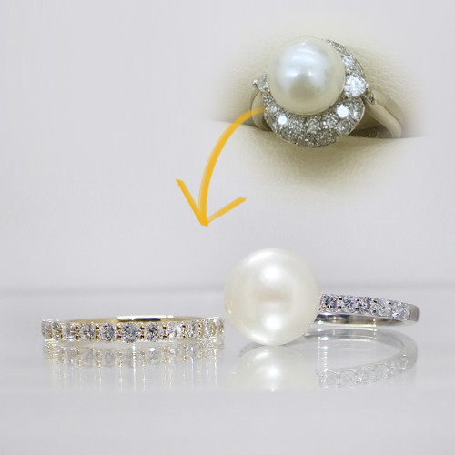 パールリングをダイヤモンドとパールの二つの指輪にリフォーム