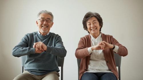 日本人椅子に座ってリズム体操80代男女長袖・笑顔・写真作成して.jpg