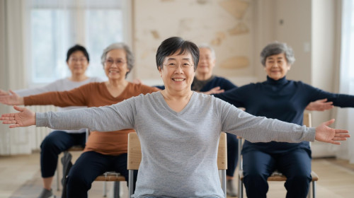 日本人椅子ヨガ長袖・笑顔８０代５名写真.jpg