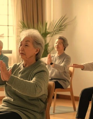 椅子ヨガしている男女６名日本人８０代　朝日が入るお部屋で椅子ヨガ (1).jpg