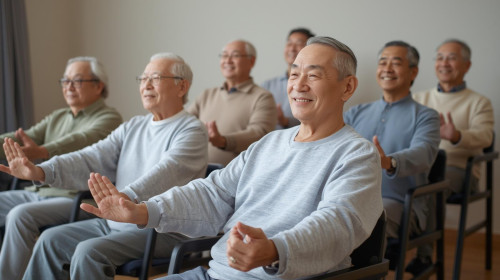 ８０代　高齢者　椅子ヨガ　してる日本人笑顔・長袖・８名 (2).jpg