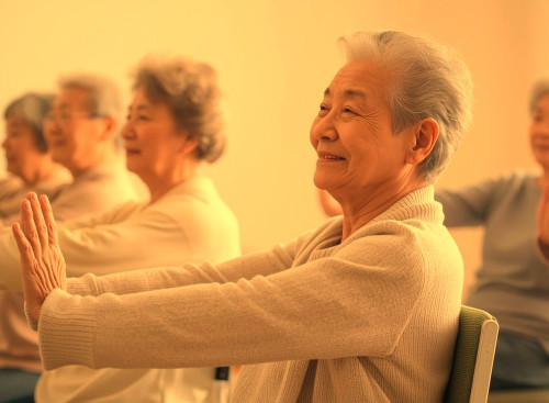 日本人高齢者８０歳５名椅子ヨガしてる写真横からみた写真長袖・笑顔・ (1).jpg