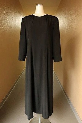 着物リメイク黒絽Aラインシャツドレス