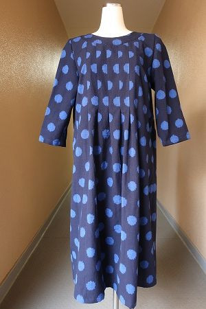 着物リメイクワンピース3490 着物リメイクワンピース3490 □絣 - 着物リメイクのアトリエウイズ