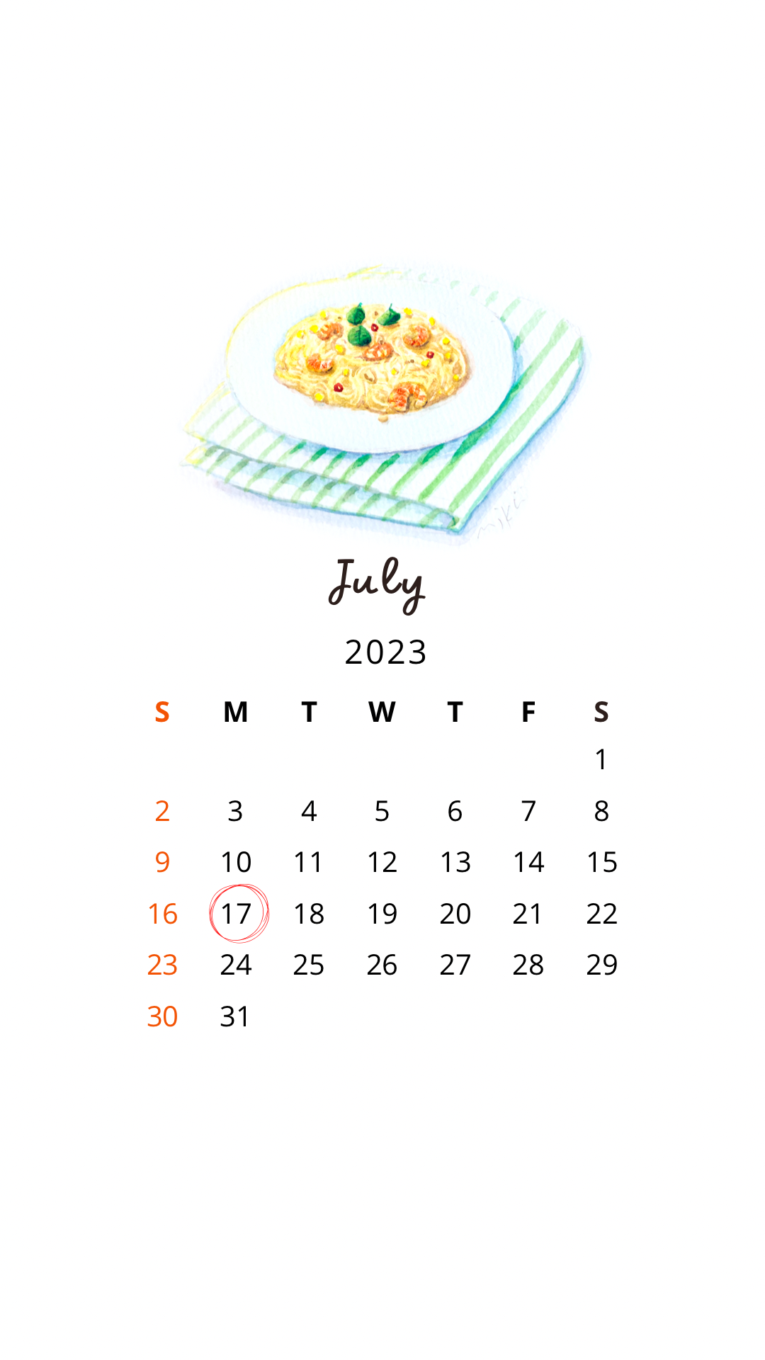 2023年　7月カレンダー