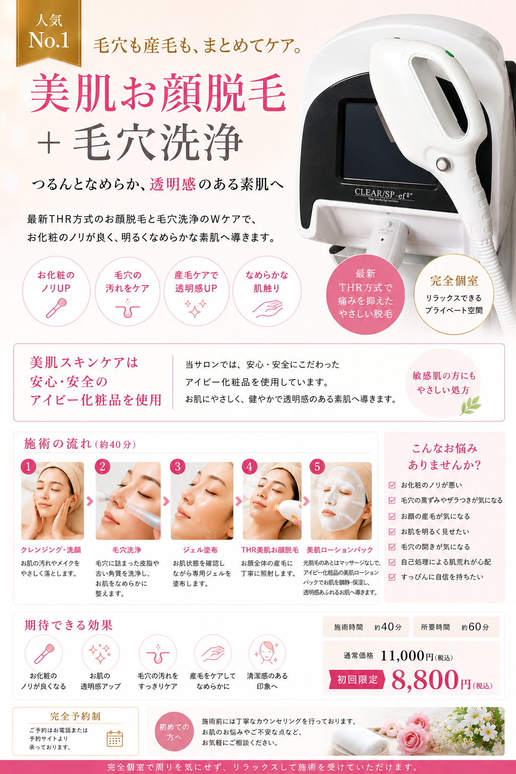 【女性】美肌脱毛で化粧のノリが変わる☆