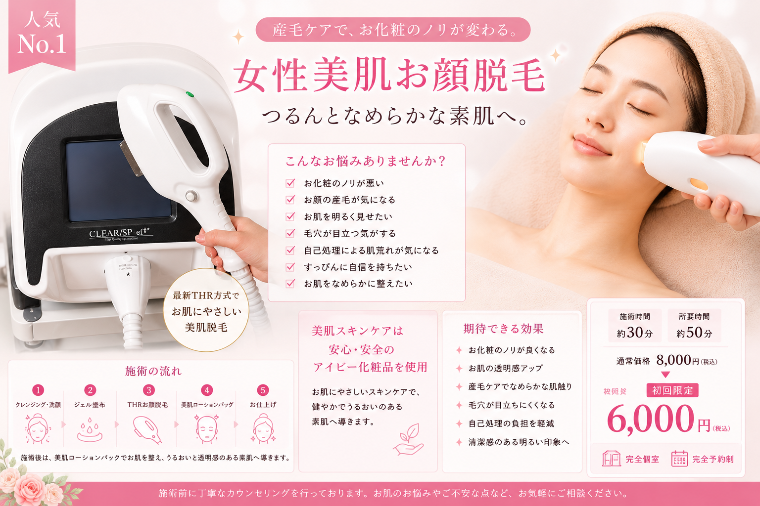 【女性】美肌お顔脱毛