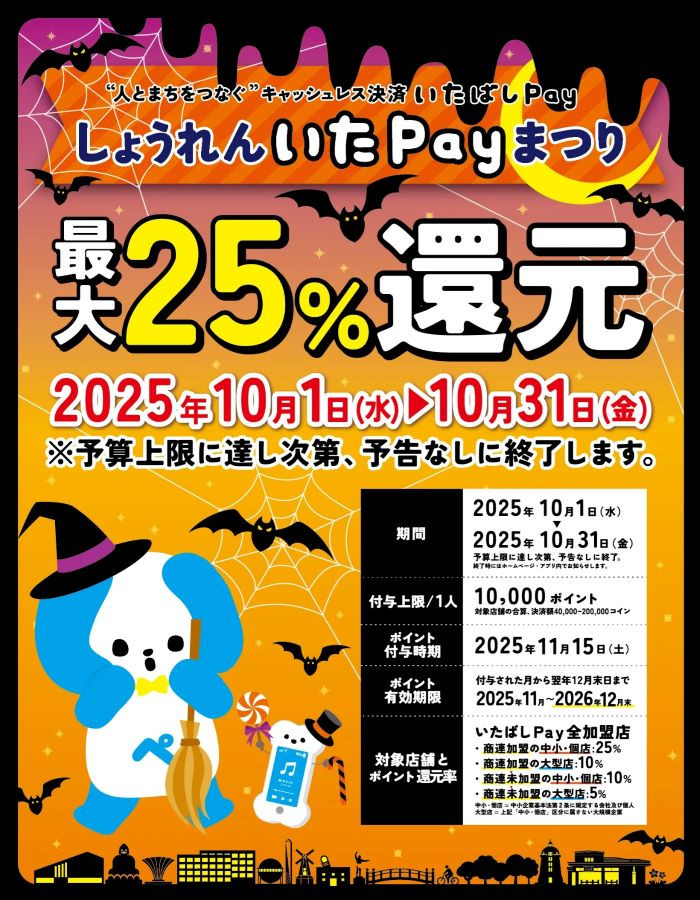 いたばしPayで25％還元「しょうれんいたPayまつり」10/1～10/31