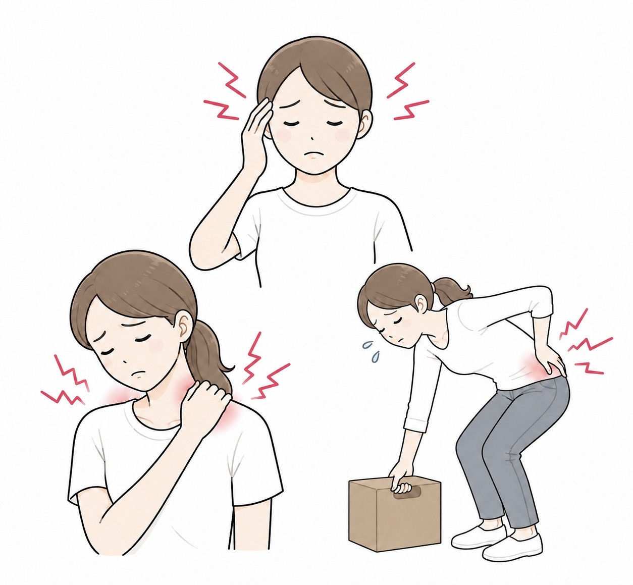 それぞれの症状に関連する筋肉