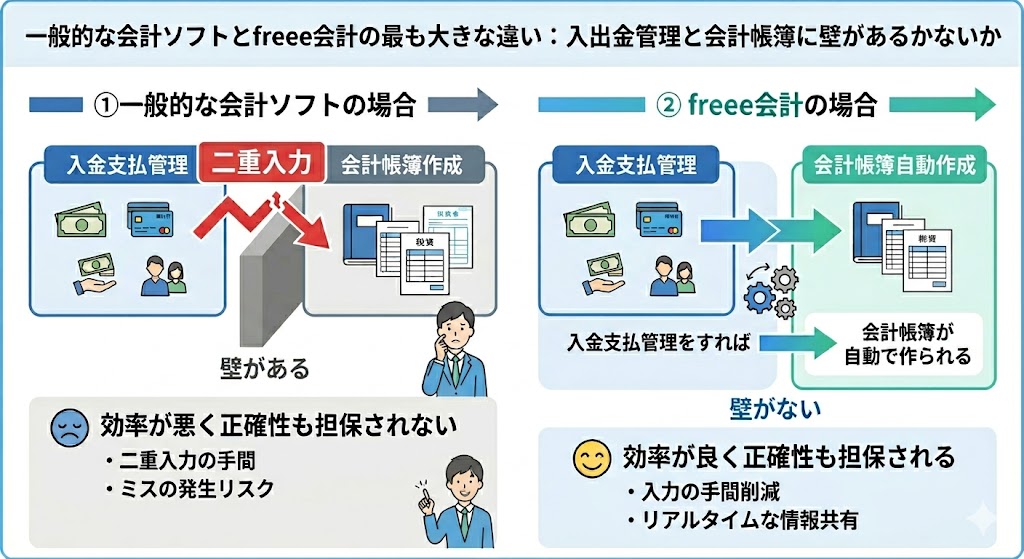 一般的な会計ソフトとfreee会計の違い