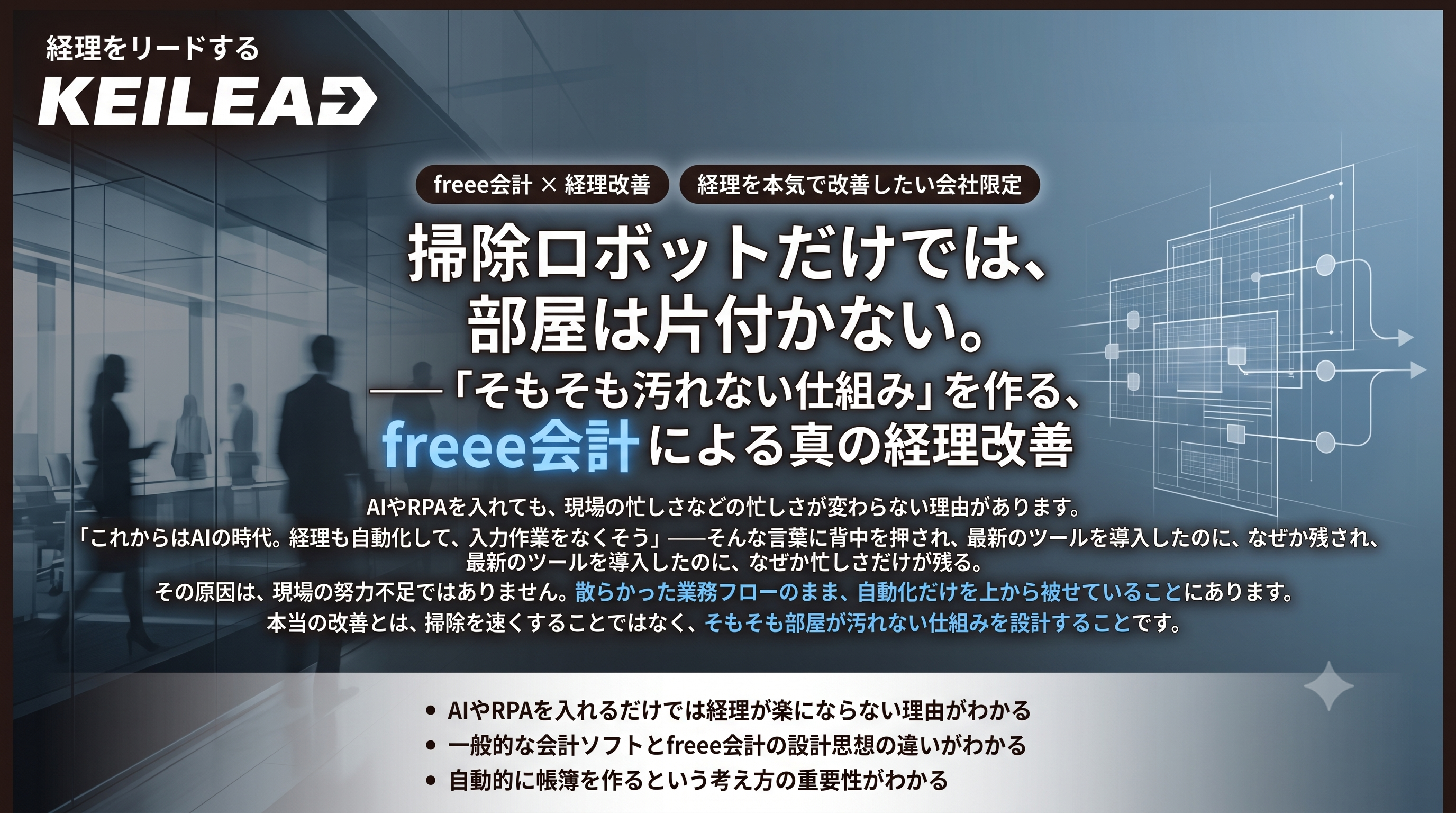 freee会計による経理改善のヒーローイメージ