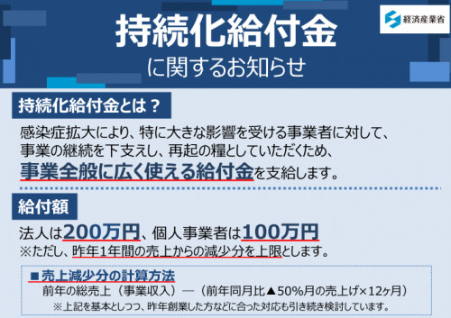新型コロナウイルス対策「持続化給付金に関するお知らせ」について