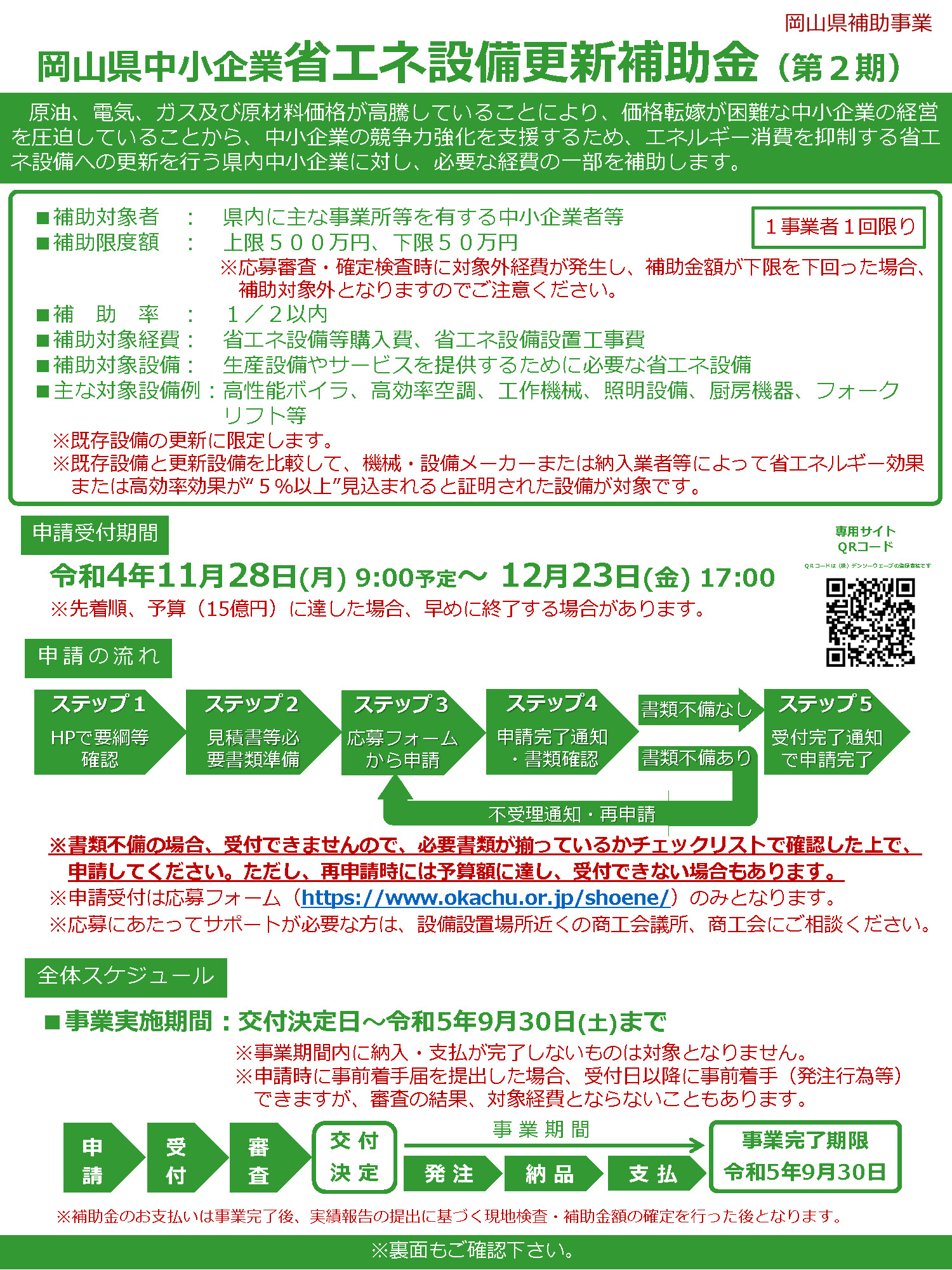岡山県中小企業省エネ設備更新補助金(第２期）について