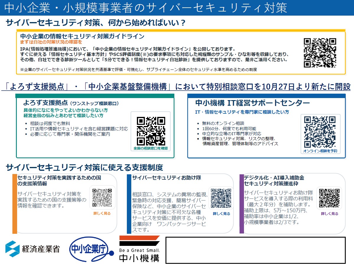 中小企業・小規模事業者のサイバーセキュリティ対策について