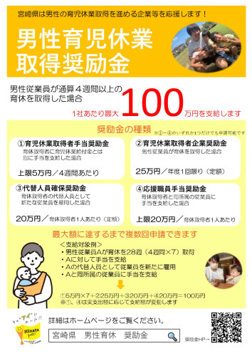 「男性育児休業取得奨励金」のご案内