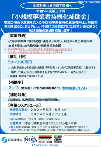 小規模事業者持続化補助金の第16回公募を開始しました