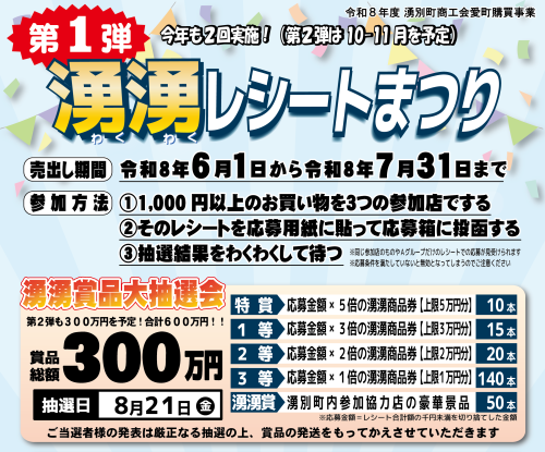 6/1~ 湧湧（わくわく）レシートまつり実施中！