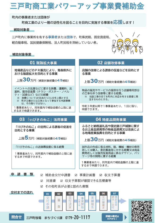 三戸町商工業パワーアップ事業費補助金のお知らせ