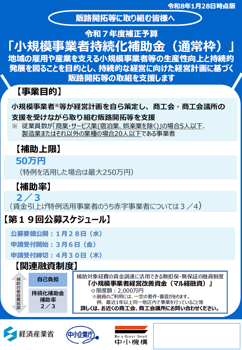 小規模事業者持続化補助金<一般型（通常枠）>