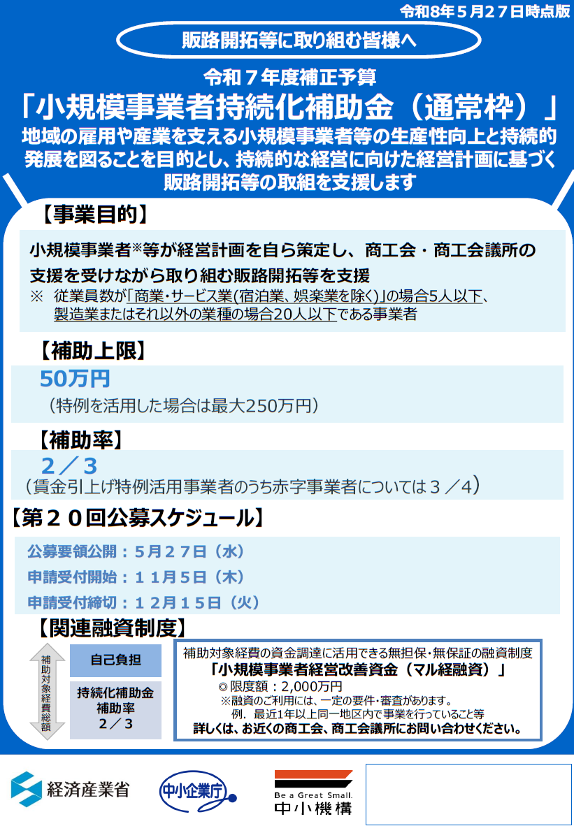 小規模事業者持続化補助金<通常枠>