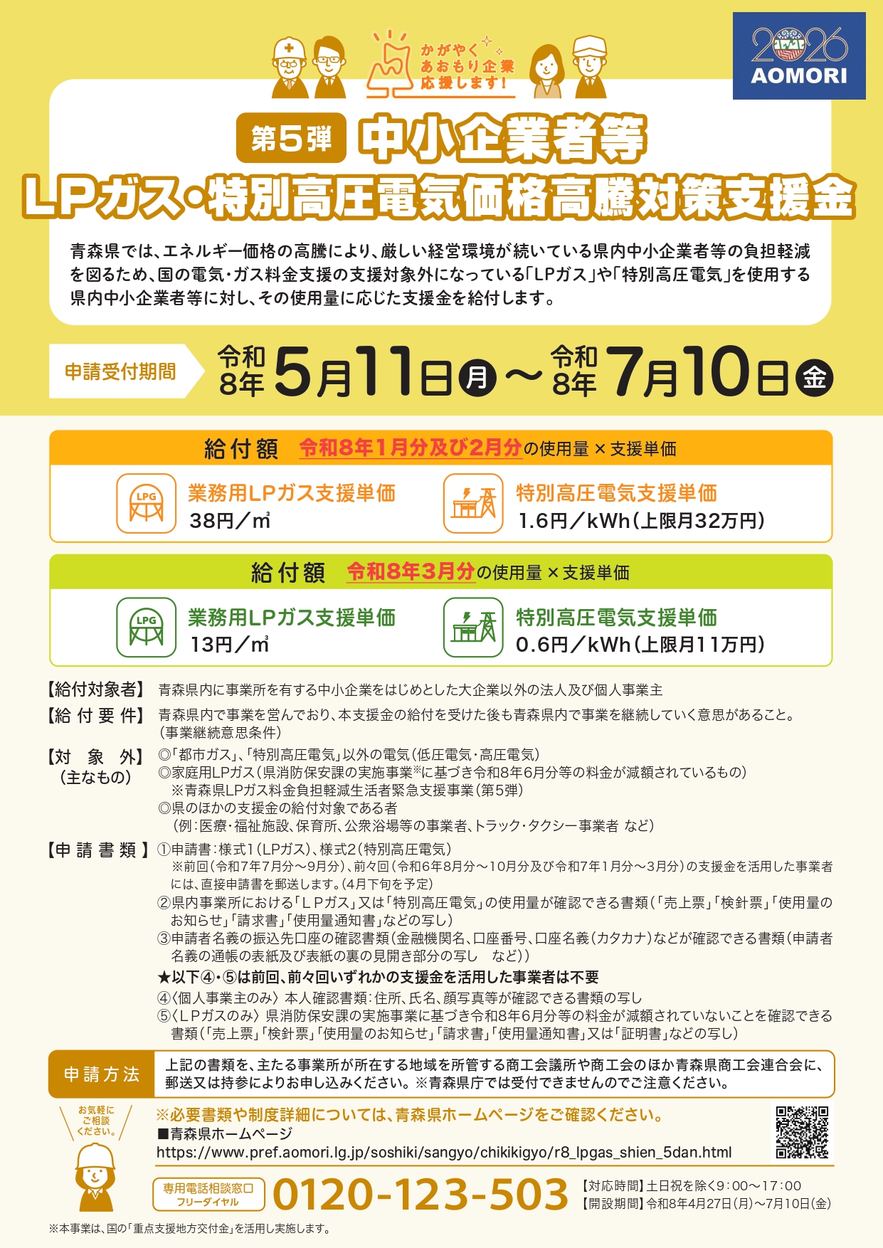 第５弾　中小企業者等ＬＰガス・特別高圧電気価格高騰対策支援金のご案内